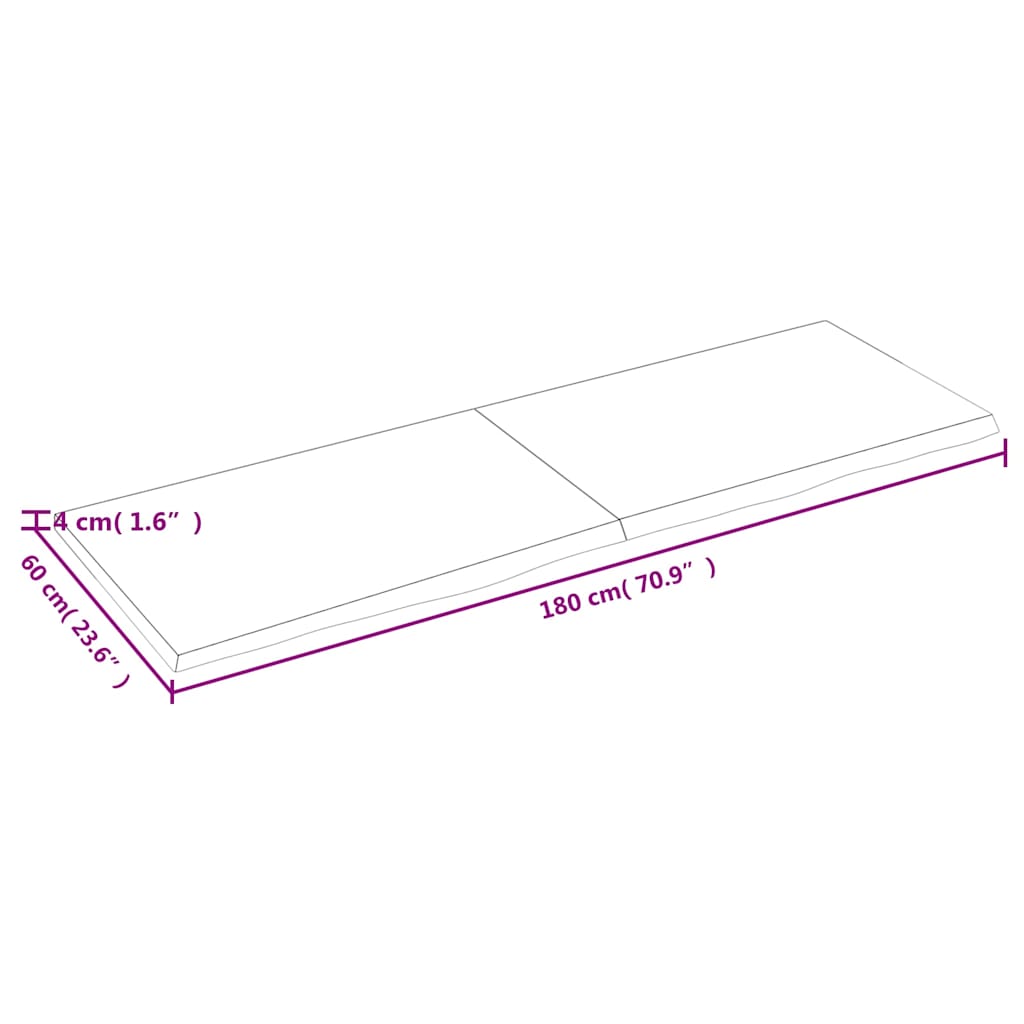 vidaXL Wall Shelf Dark Brown 180x60x(2-4) cm Treated Solid Wood Oak