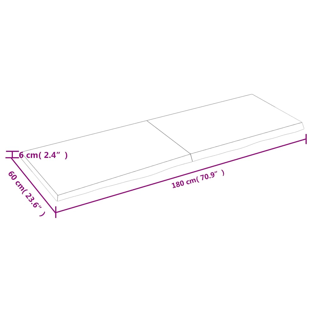 vidaXL Wall Shelf Dark Brown 180x60x(2-6) cm Treated Solid Wood Oak