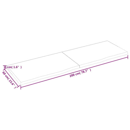 vidaXL Wall Shelf Dark Brown 200x60x(2-4) cm Treated Solid Wood Oak