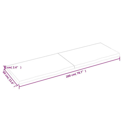 vidaXL Wall Shelf Dark Brown 200x60x(2-6) cm Treated Solid Wood Oak