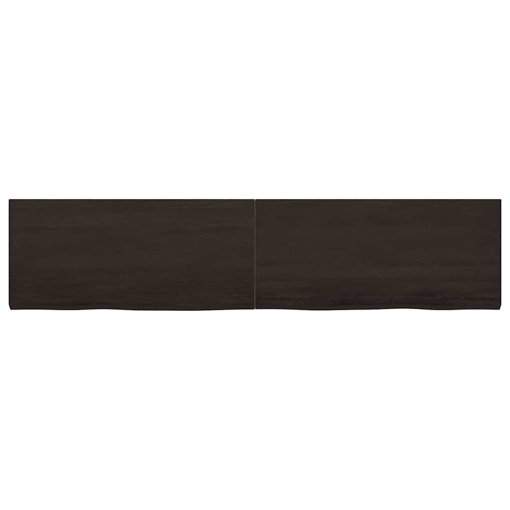 vidaXL Wall Shelf Dark Brown 220x50x(2-4) cm Treated Solid Wood Oak
