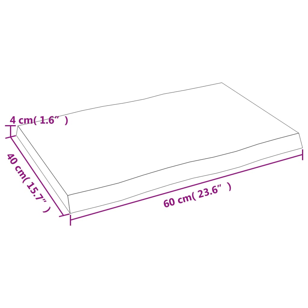 vidaXL Table Top 60x40x(2-4) cm Untreated Solid Wood Live Edge