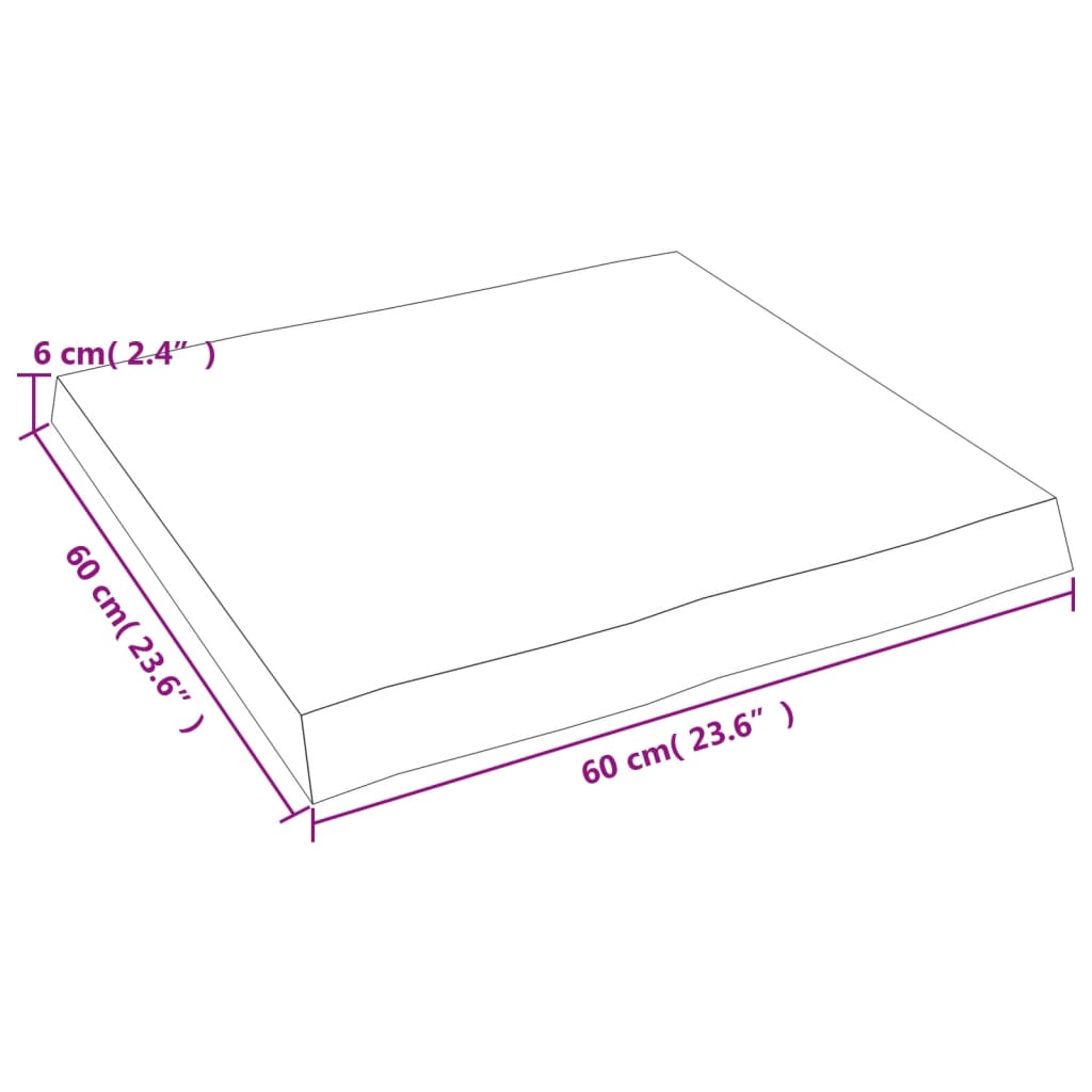 vidaXL Table Top 60x60x(2-6) cm Untreated Solid Wood Live Edge