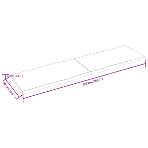 vidaXL Table Top 220x60x(2-4) cm Untreated Solid Wood Live Edge