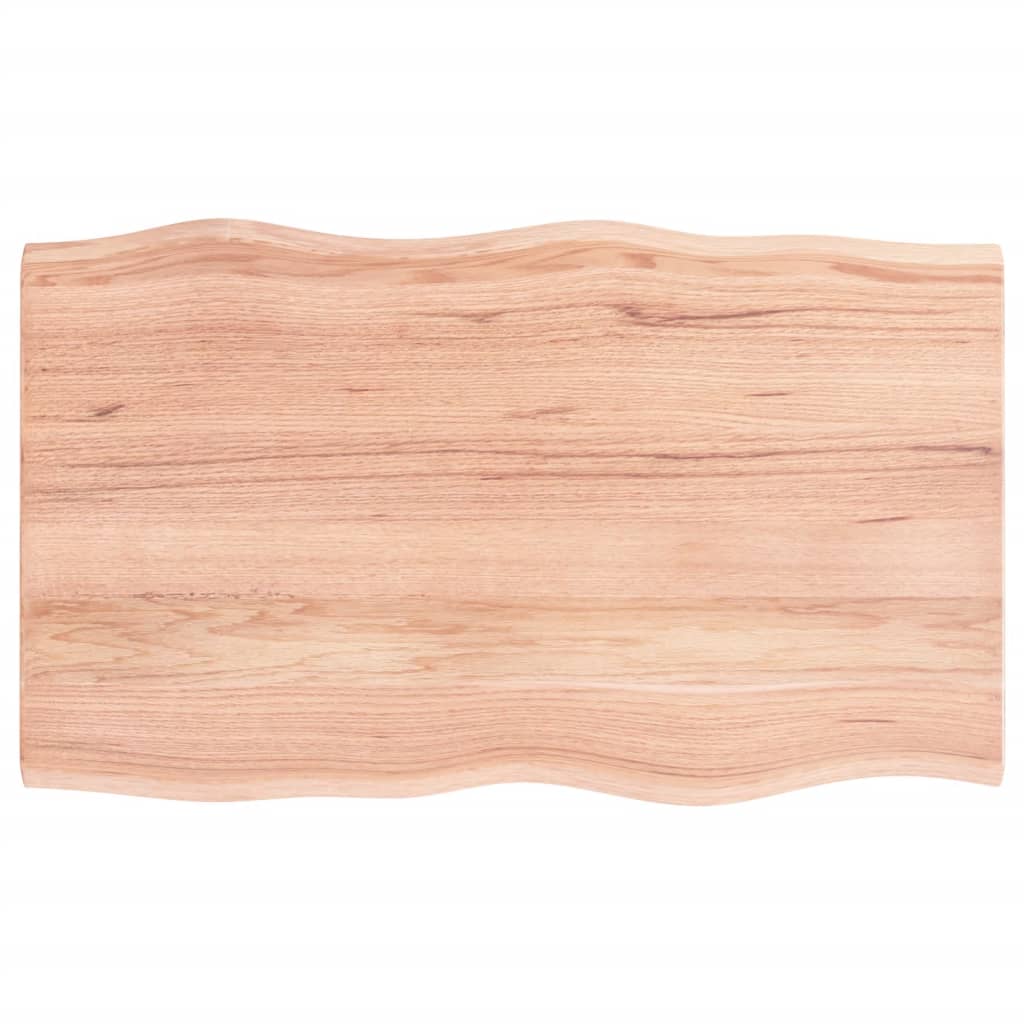 vidaXL Table Top Light Brown 100x60x2 cm Treated Solid Wood Oak Live Edge