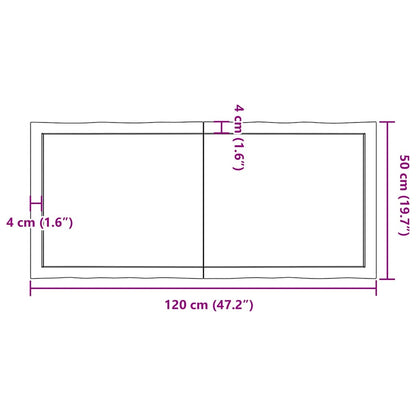 vidaXL Table Top Light Brown 120x50x(2-6)cm Treated Solid Wood Live Edge