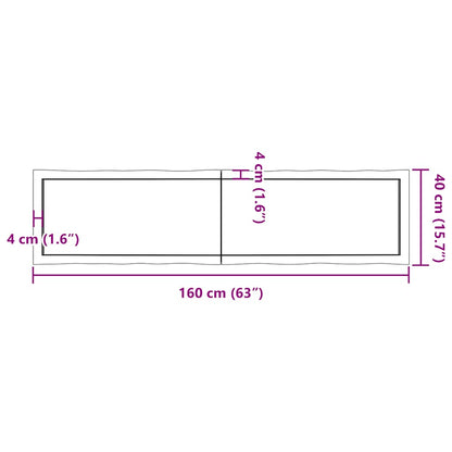 vidaXL Table Top Light Brown 160x40x(2-4) cm Live Edge