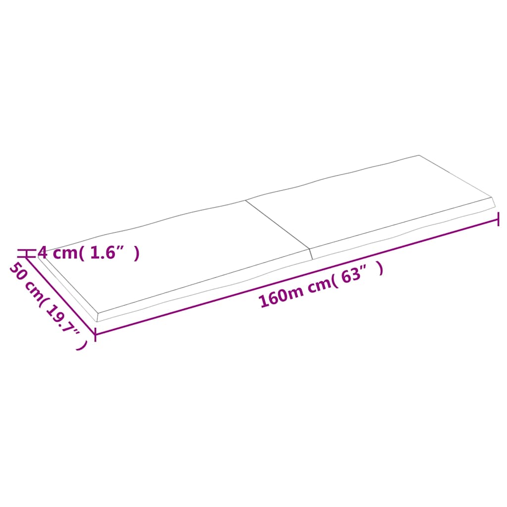 vidaXL Table Top Light Brown 160x50x(2-4) cm Live Edge