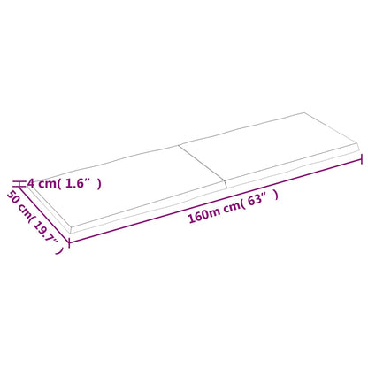 vidaXL Table Top Light Brown 160x50x(2-4) cm Live Edge