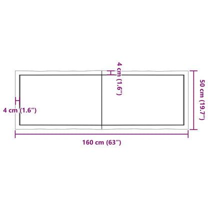vidaXL Table Top Light Brown 160x50x(2-4) cm Live Edge