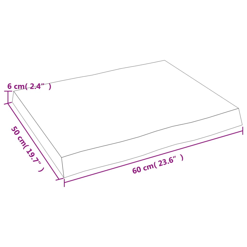 vidaXL Table Top Dark Brown 60x50x(2-6) cm Treated Solid Wood Live Edge