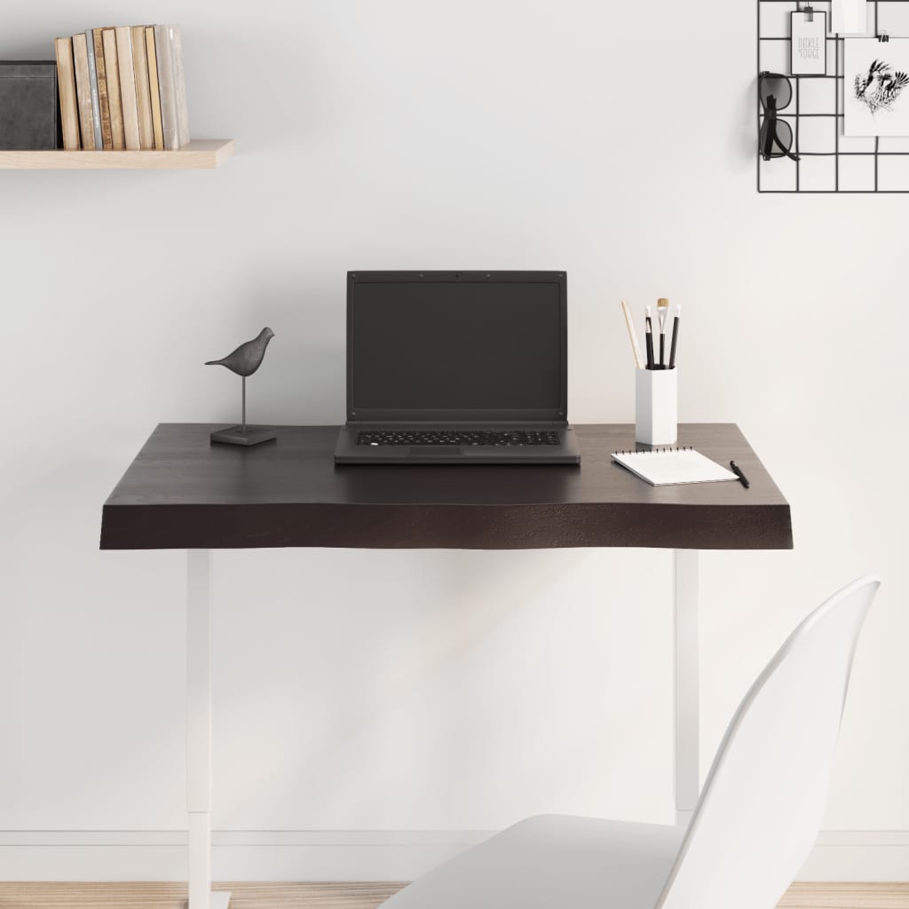 vidaXL Table Top Dark Brown 80x40x(2-6) cm Treated Solid Wood Live Edge