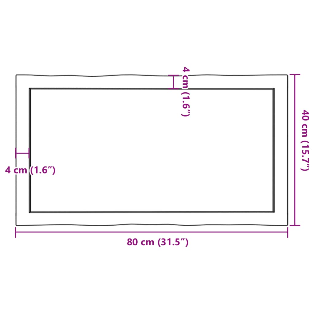 vidaXL Table Top Dark Brown 80x40x(2-6) cm Treated Solid Wood Live Edge