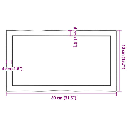 vidaXL Table Top Dark Brown 80x40x(2-6) cm Treated Solid Wood Live Edge