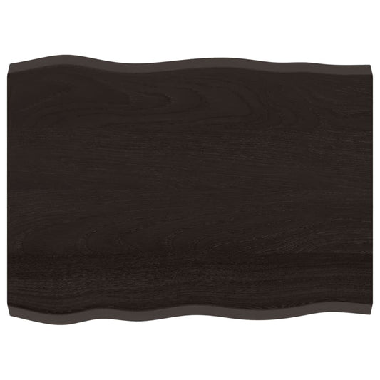 vidaXL Table Top Dark Brown 80x60x(2-4) cm Treated Solid Wood Live Edge