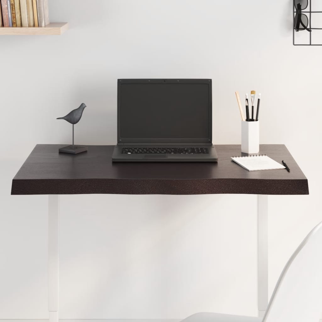 vidaXL Table Top Dark Brown 80x60x(2-4) cm Treated Solid Wood Live Edge