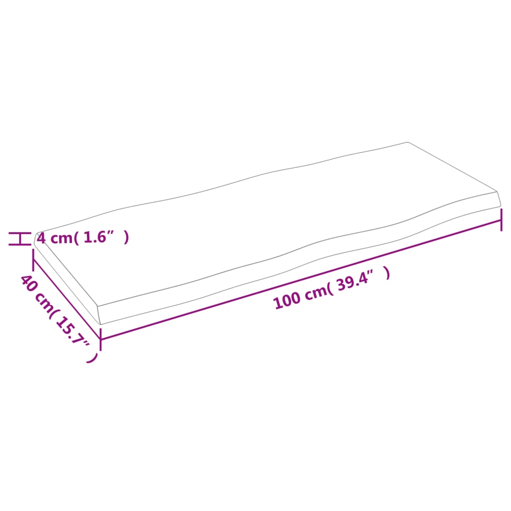 vidaXL Table Top Dark Brown 100x40x(2-4) cm Treated Solid Wood Live Edge