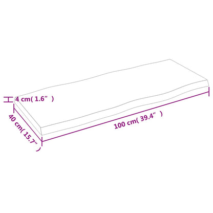 vidaXL Table Top Dark Brown 100x40x(2-4) cm Treated Solid Wood Live Edge