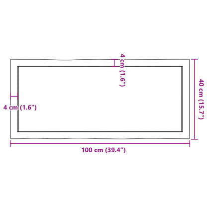vidaXL Table Top Dark Brown 100x40x(2-4) cm Treated Solid Wood Live Edge