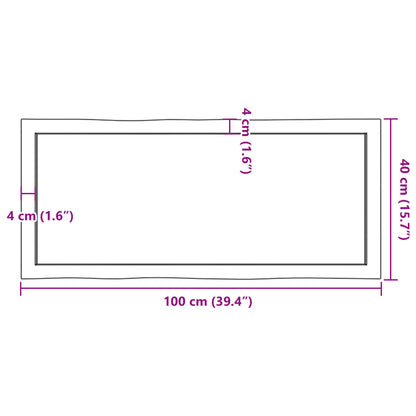 vidaXL Table Top Dark Brown 100x40x(2-6) cm Treated Solid Wood Live Edge