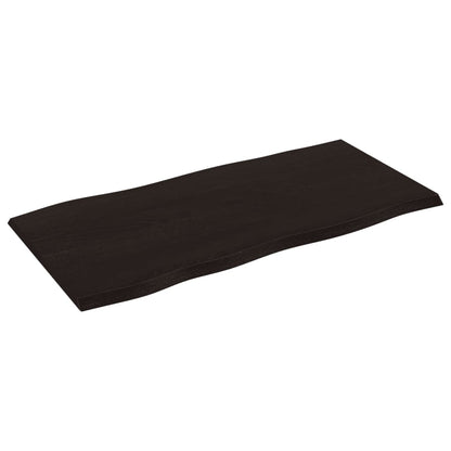 vidaXL Table Top Dark Brown 100x50x2 cm Treated Solid Wood Oak Live Edge