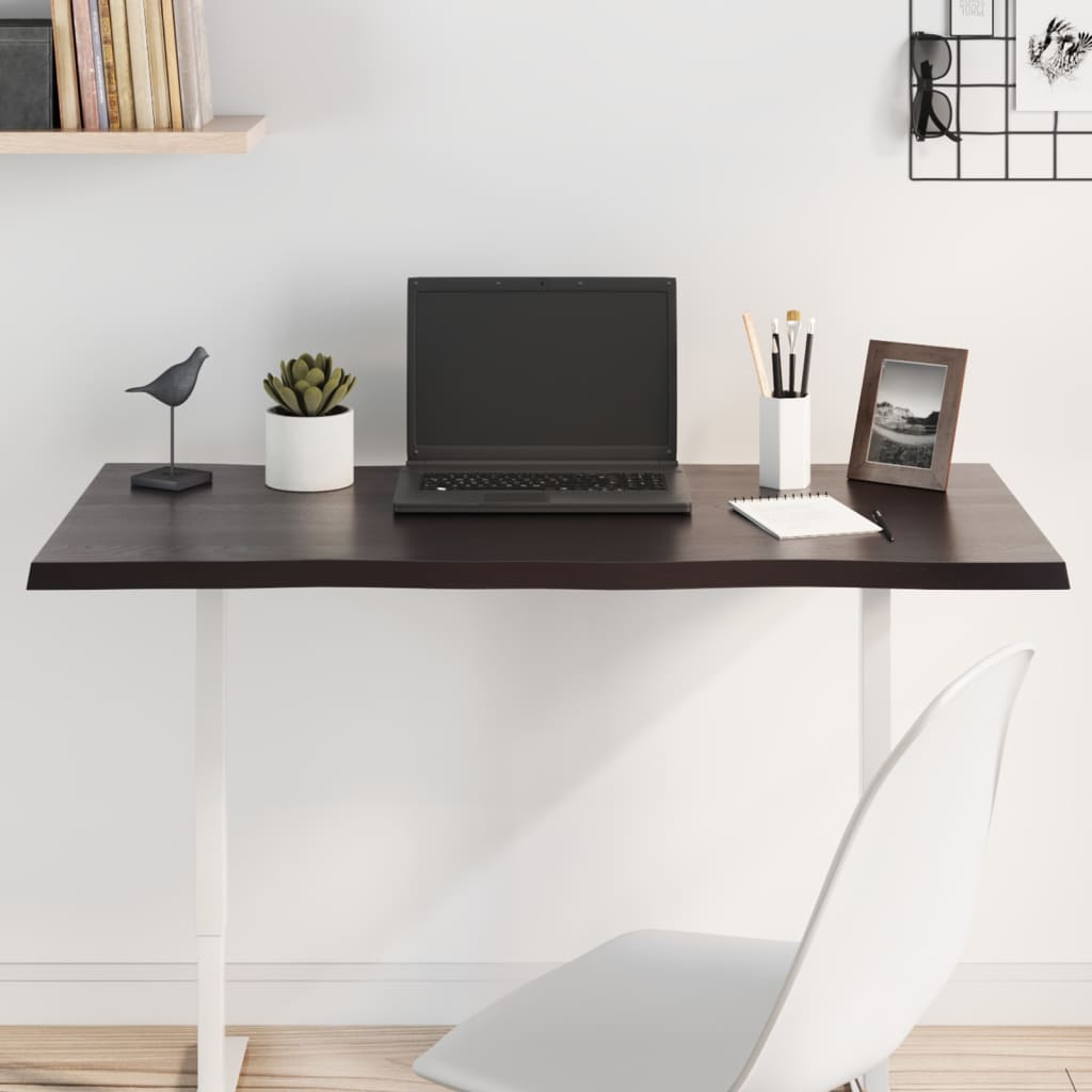 vidaXL Table Top Dark Brown 100x50x2 cm Treated Solid Wood Oak Live Edge