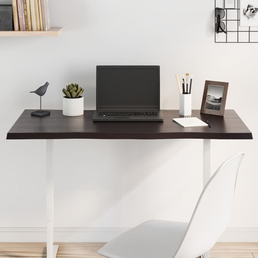 vidaXL Table Top Dark Brown 100x50x2 cm Treated Solid Wood Oak Live Edge