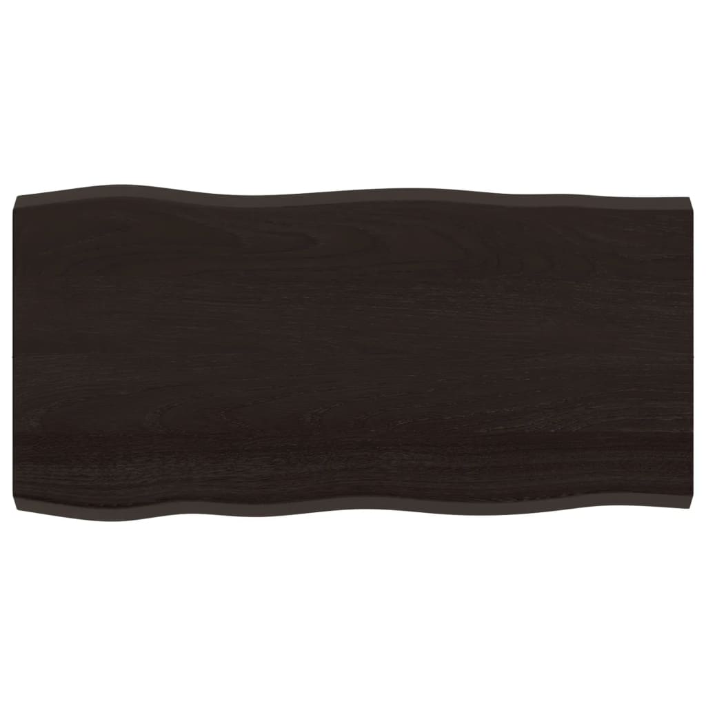 vidaXL Table Top Dark Brown 100x50x(2-4) cm Treated Solid Wood Live Edge
