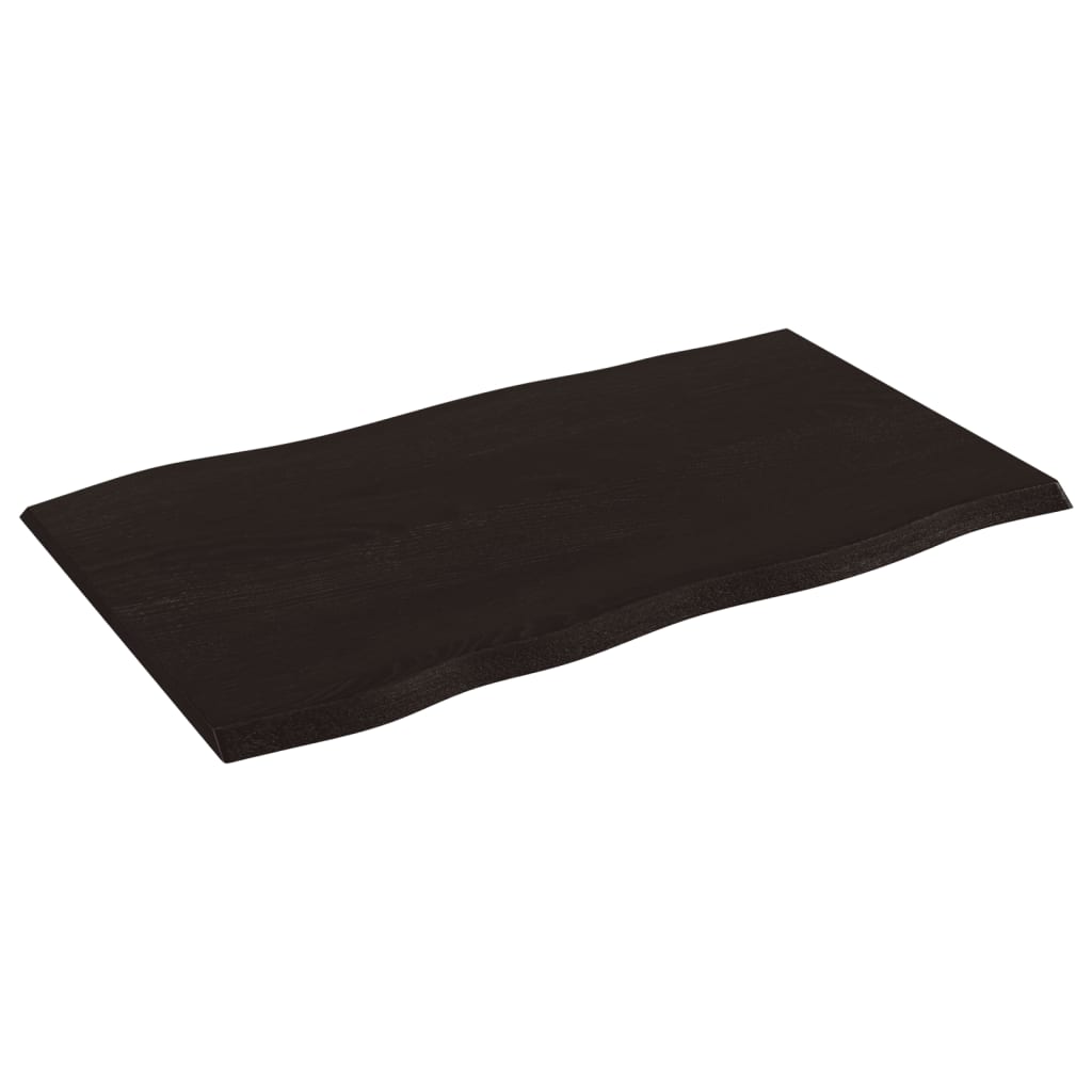 vidaXL Table Top Dark Brown 100x60x2 cm Treated Solid Wood Oak Live Edge