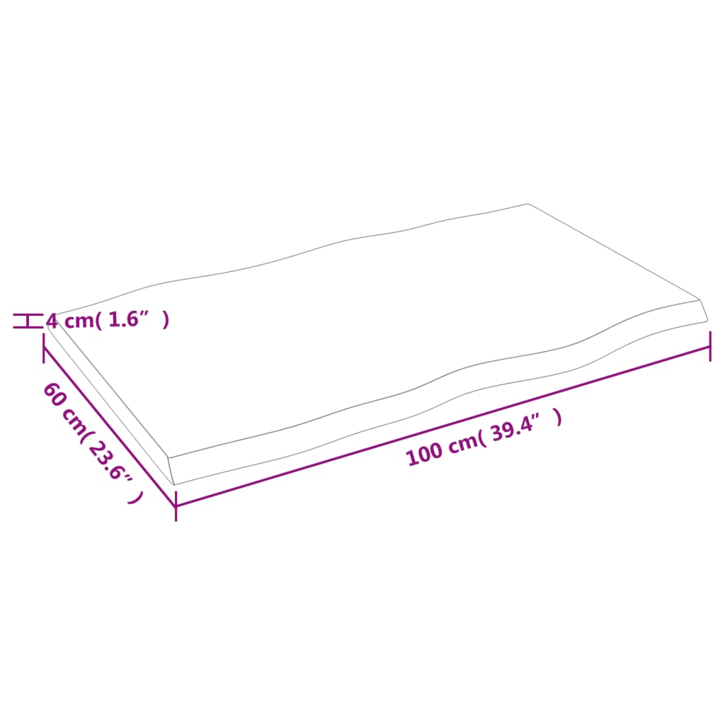 vidaXL Table Top Dark Brown 100x60x(2-4) cm Treated Solid Wood Live Edge