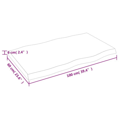 vidaXL Table Top Dark Brown 100x60x(2-6) cm Treated Solid Wood Live Edge