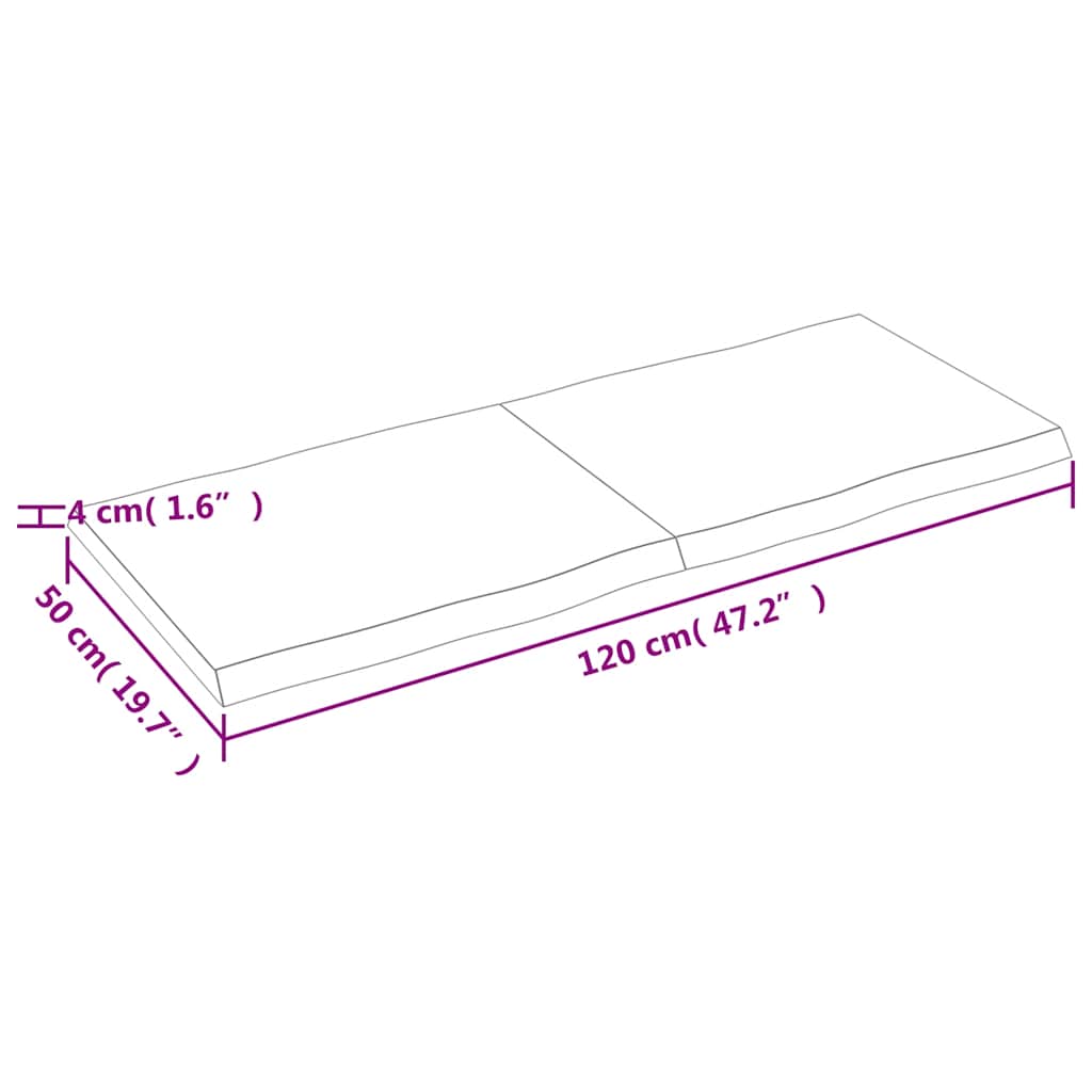 vidaXL Table Top Dark Brown 120x50x(2-4) cm Live Edge