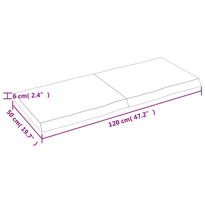 vidaXL Table Top Dark Brown 120x50x(2-6) cm Treated Solid Wood Live Edge