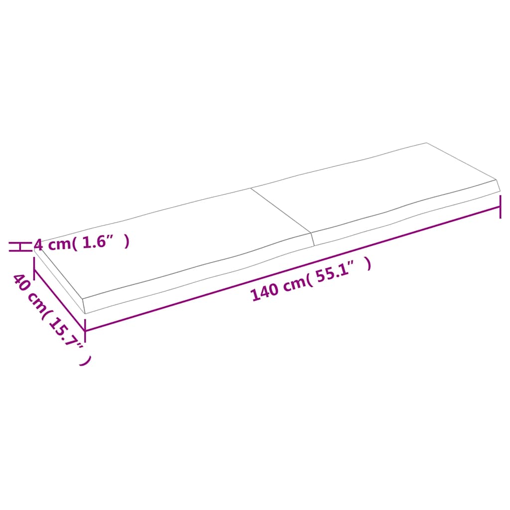 vidaXL Table Top Dark Brown 140x40x(2-4) cm Live Edge