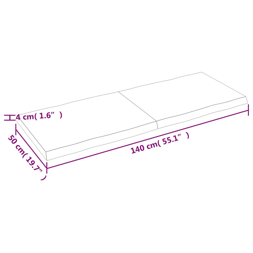 vidaXL Table Top Dark Brown 140x50x(2-4) cm Live Edge