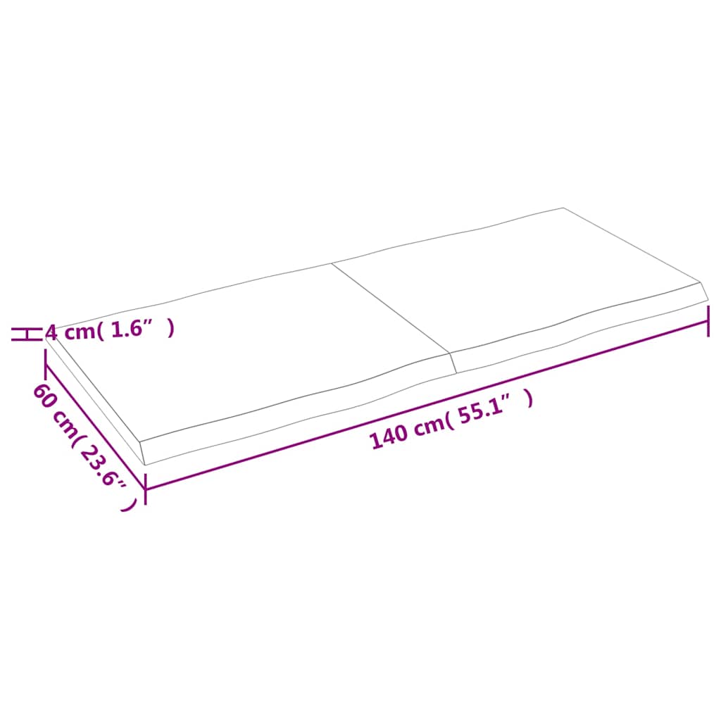 vidaXL Table Top Dark Brown 140x60x(2-4) cm Live Edge