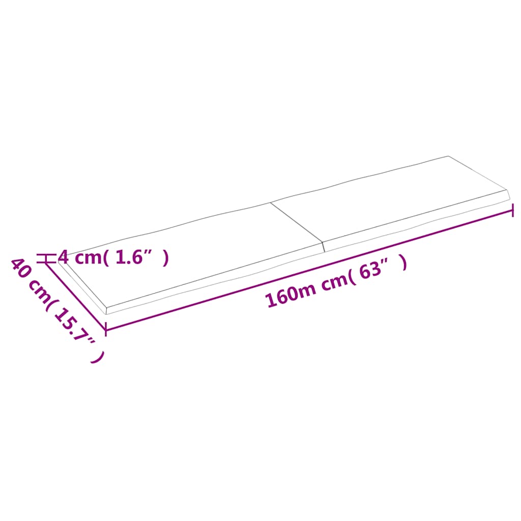 vidaXL Table Top Dark Brown 160x40x(2-4) cm Live Edge
