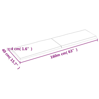 vidaXL Table Top Dark Brown 160x40x(2-4) cm Treated Solid Wood Live Edge