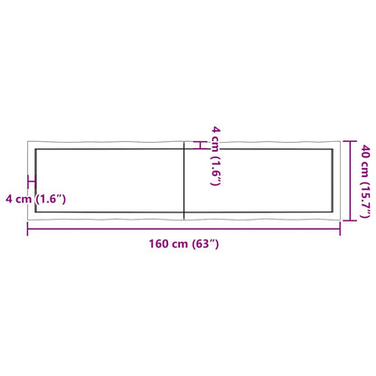 vidaXL Table Top Dark Brown 160x40x(2-6) cm Treated Solid Wood Live Edge