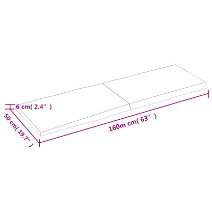 vidaXL Table Top Dark Brown 160x50x(2-6) cm Live Edge