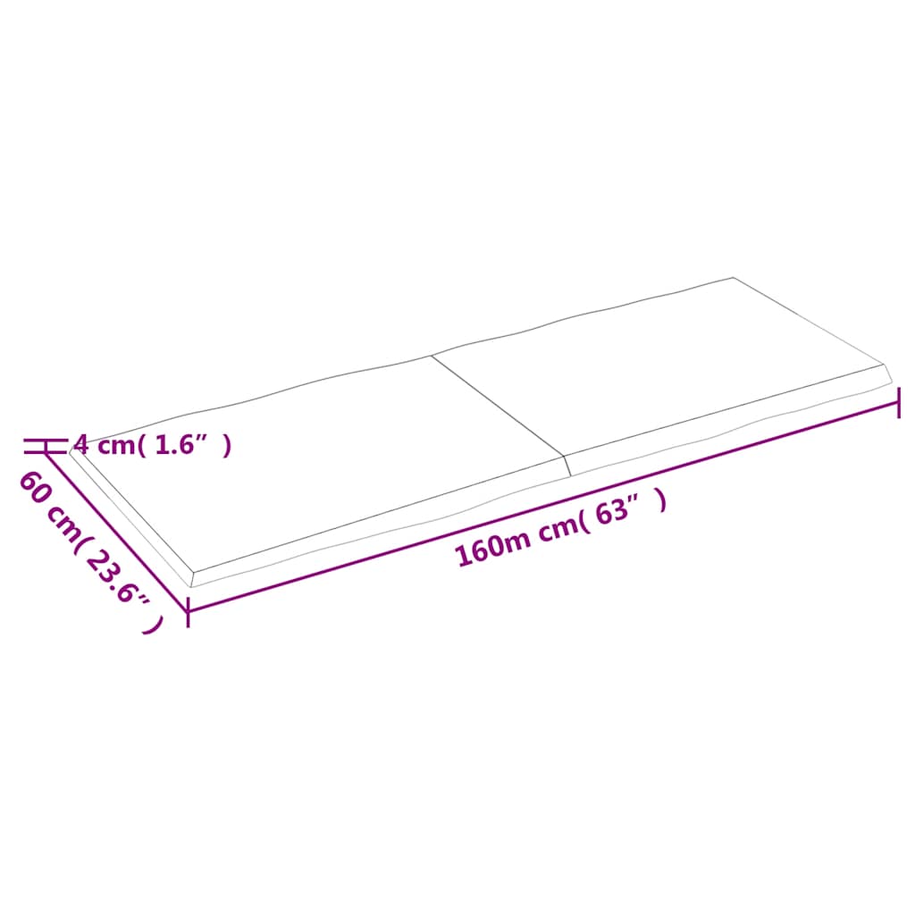 vidaXL Table Top Dark Brown 160x60x(2-4) cm Live Edge