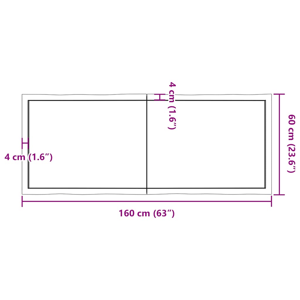 vidaXL Table Top Dark Brown 160x60x(2-4) cm Live Edge