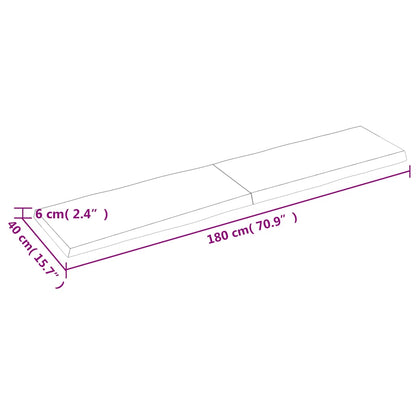 vidaXL Table Top Dark Brown 180x40x(2-6) cm Treated Solid Wood Live Edge