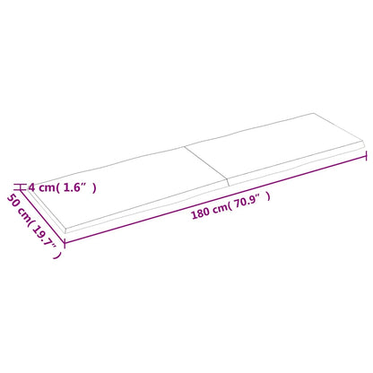 vidaXL Table Top Dark Brown 180x50x(2-4) cm Treated Solid Wood Live Edge