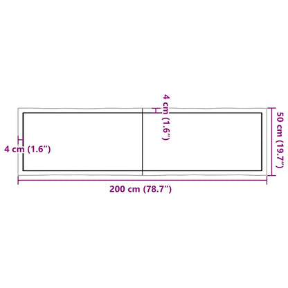 vidaXL Table Top Dark Brown 200x50x(2-6) cm Treated Solid Wood Live Edge