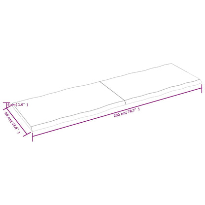 vidaXL Table Top Dark Brown 200x60x(2-4) cm Treated Solid Wood Live Edge