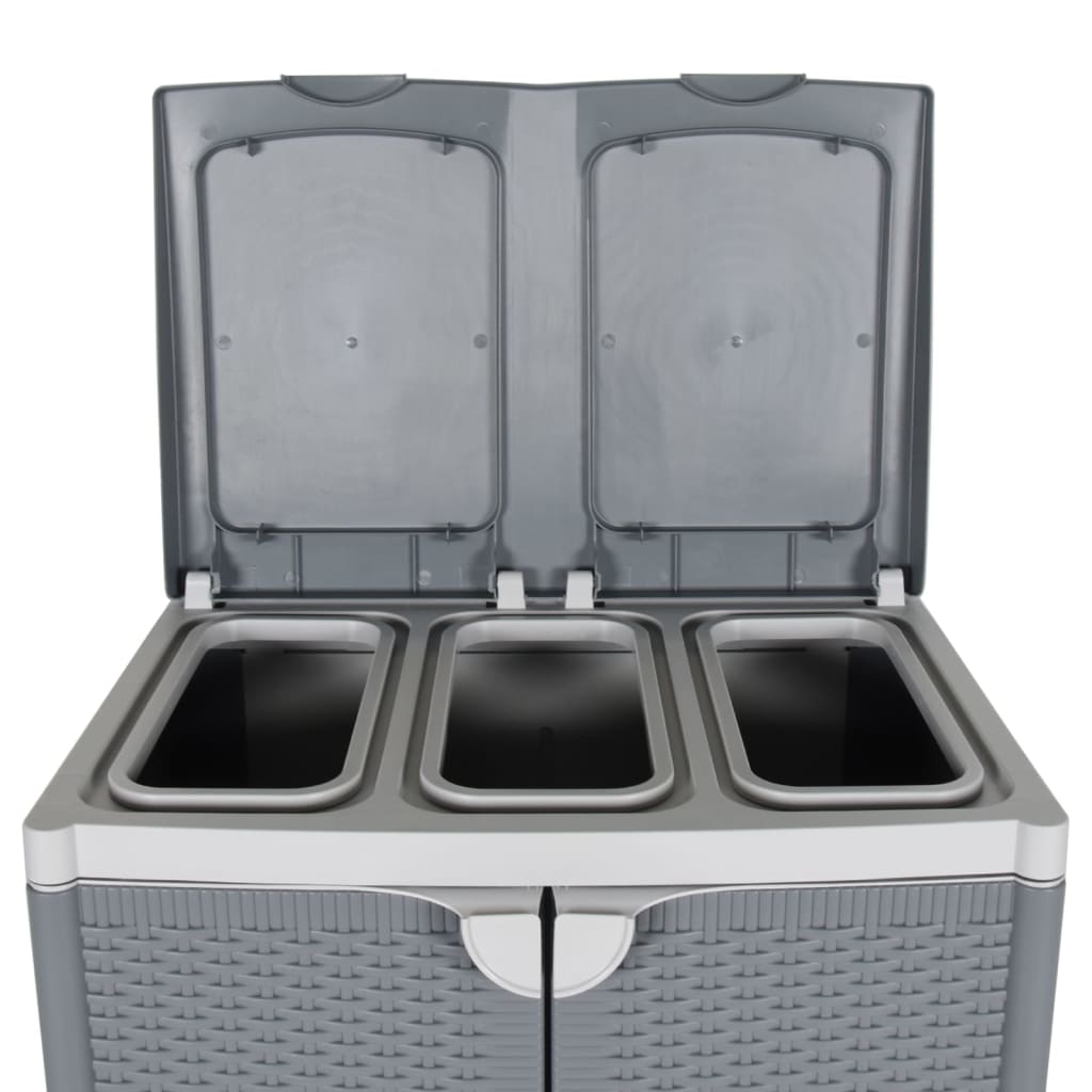 vidaXL Trash Bin with 2 Doors Grey 65x45x88 cm PP
