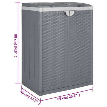 vidaXL Trash Bin with 2 Doors Grey 65x45x88 cm PP