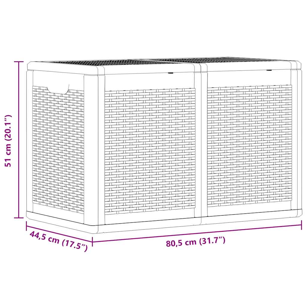 vidaXL Garden Storage Box Grey PP Rattan 180 L