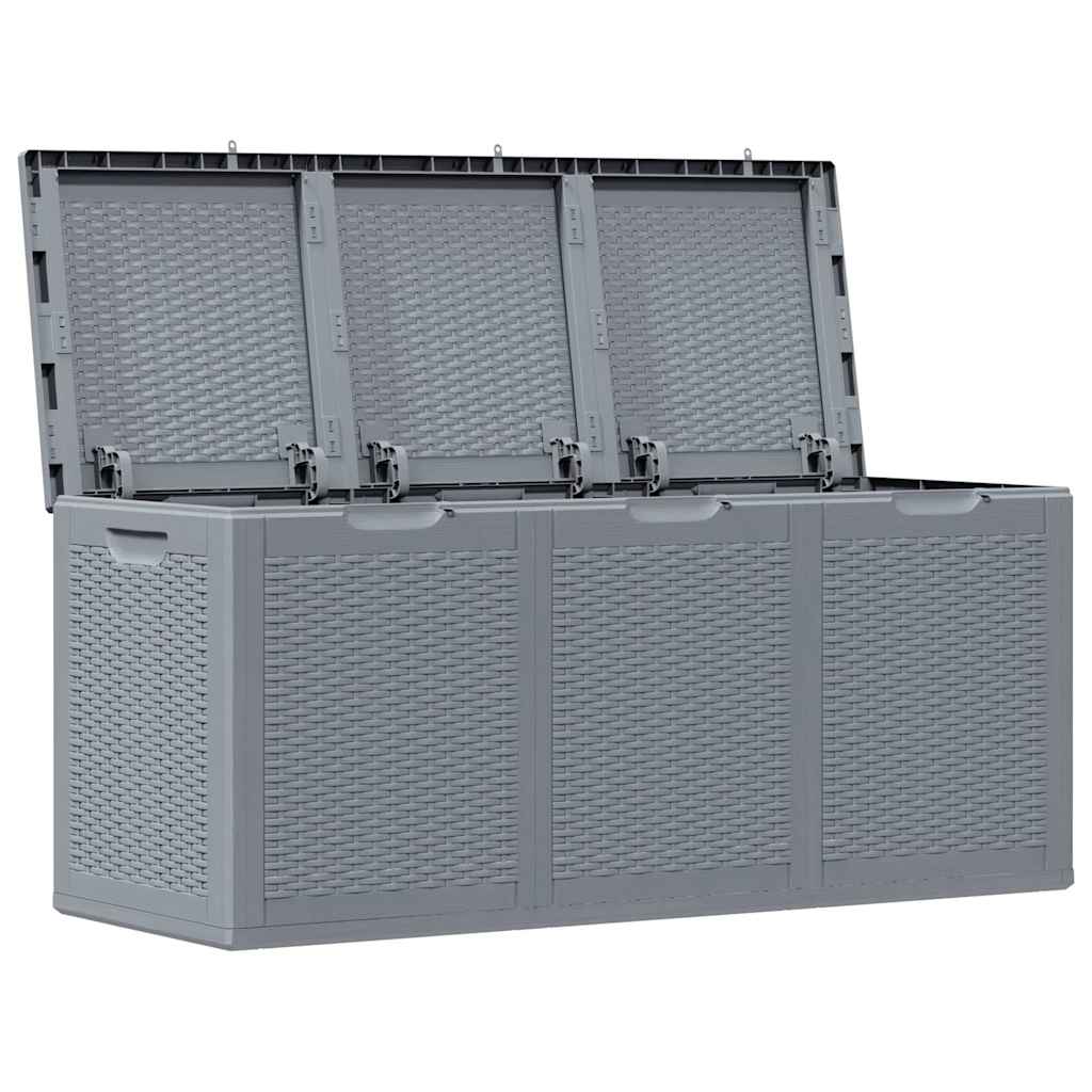 vidaXL Garden Storage Box Grey PP Rattan 270 L